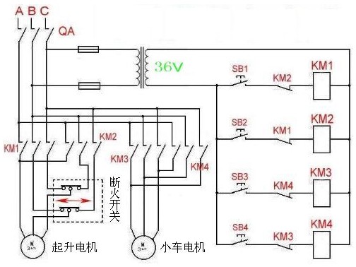 進口微電葫蘆接線圖與倒順開關展示圖